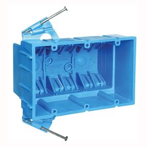 Carlon BH353A Outlet Box, 3 -Gang, PVC, Blue, Nail Mounting