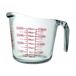 Anchor Hocking 551780L13 Measuring Cup, 1 qt Capacity, Glass, Clear 3 Pack 