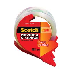 Scotch 3650-RD Packaging Tape, 54.6 yd L, 1.88 in W, Polypropylene Backing, Clear 