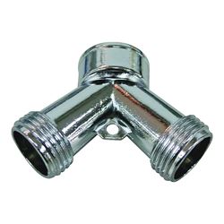 ProSource PMB-064 Y-Connector, 3/4 in x 3/4 in, Metal, Chrome, For: Garden Hose 