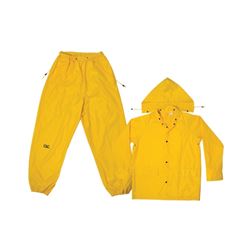 CLC R102L Rain Suit, L, 170T Polyester, Yellow, Detachable Collar 