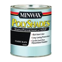Minwax 214954444 Waterbased Polyurethane Stain, Gloss, Liquid, Classic Black, 0.5 pt, Can 