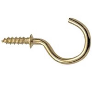 OOK 50351 Cup Hook, 7/8 in L, Brass 12 Pack