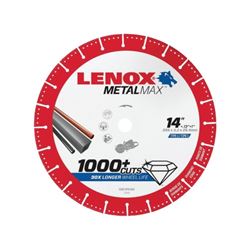 Lenox MetalMax 1972932 Cut-Off Wheel, 14 in Dia, 5/32 in Thick, 1 in Arbor, 25, 30 Grit, Diamond Abrasive 