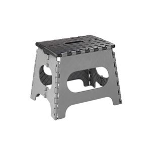 Simple Spaces SD027 Folding Step Stool, 10-5/8 in H, 1-Step, 330 lb, Plastic, Black & Gray
