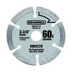 Rockwell RW9228 Saw Blade, 3-3/8 in Dia, 5/8 in Arbor 