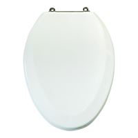 ProSource T-19WMC Toilet Seat, Elongated, MDF Molded Fiberboard, White, Bar Hinge 