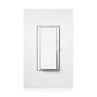 Lutron DVFSQ-LFH-WH Fan and Light Control Switch, 1.5 A, 120 VAC, 120 W, LED Lamp, White 