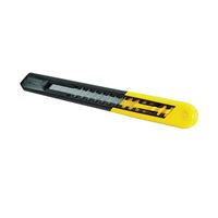 Stanley Quick Point Series 10-150L Knife, 9 mm W Blade, Carbon Steel Blade, Textured Handle, Black/Yellow Handle 