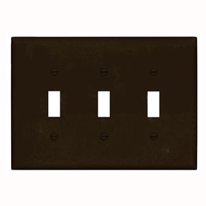 Eaton Wiring Devices PJ3B Wallplate, 4-7/8 in L, 6.37 in W, 3 -Gang, Polycarbonate, Brown, High-Gloss 15 Pack