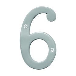 Hy-Ko Prestige Series BR-43SN/6 House Number, Character: 6, 4 in H Character, Nickel Character, Solid Brass, Pack of 3 