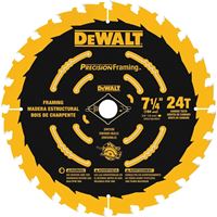 DeWALT DW7112PT Precision Saw Blade, 7-1/4 in Dia, 24-Teeth, Carbide Cutting Edge, Applicable Materials: Wood 