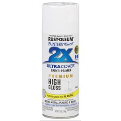 2X Ultra Cover 331171 Spray Paint, High-Gloss, White, 12 oz, Can 