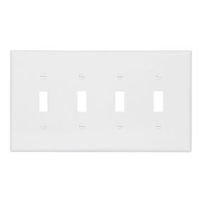 Eaton Wiring Devices PJ4W Wallplate, 4-7/8 in L, 8.56 in W, 4 -Gang, Polycarbonate, White, High-Gloss