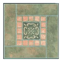 ProSource CL3267 Floor Tile, 12 in L Tile, 12 in W Tile, Gray Brick/Slate Inlay 