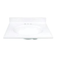 Foremost WS-1925 Vanity Top, 25 in OAL, 19 in OAW, Marble, Solid White, Countertop Edge 
