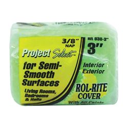Linzer RR938-3 Paint Roller Cover, 3/8 in Thick Nap, 3 in L, Knit Fabric Cover, Green 