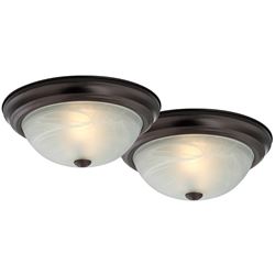 Boston Harbor F51WH02-1006-ORB Flush Mount Ceiling Fixture, 120 V, 60 W, A19 or CFL Lamp, Bronze Fixture 2 Pack 