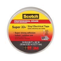 Scotch 06132 Electrical Tape, 66 ft L, 3/4 in W, PVC Backing, Black 