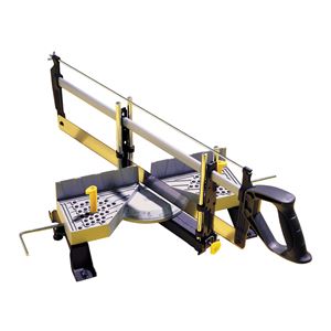 STANLEY 20-800 Clamping Mitre Box with Saw, 22 in W Cutting, 1-1/2 in D Cutting, 45, 90 deg Cutting Slot, Aluminum