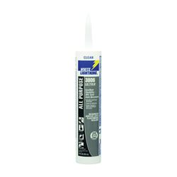 White Lightning W11001010 Siliconized Acrylic Latex Sealant, Clear, 5 to 7 days Curing, -30 to 180 deg F, 10 fl-oz, Pack of 12 
