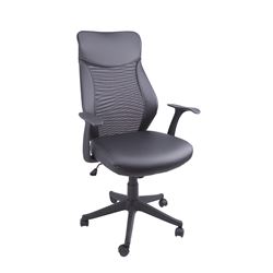 Simple Spaces FY-1352-9 Office Chair, 250 lb Weight Capacity, Polyurethane Seat, Black Frame 