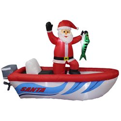 Santas Forest 90521 Inflatable Santa Boat, 6 ft H, White, Red, Blue, Super Lights Bulb 