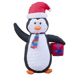Hometown Holidays 90519 Inflatable Bear Moose Penguin, 4 ft H, Nylon, Black/Brown/Green/Red/White, LED Bulb, Pack of 6 