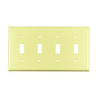 Eaton Wiring Devices 2154V-BOX Wallplate, 4-1/2 in L, 8.19 in W, 4 -Gang, Thermoset, Ivory, High-Gloss 