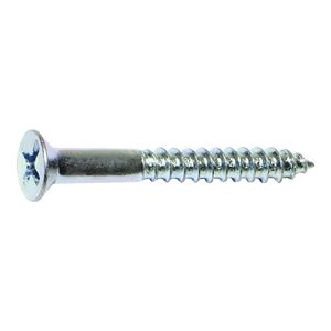 Midwest Fastener 02603 Screw, #14 Thread, 1-1/2 in L, Coarse Thread, Flat Head, Phillips Drive, Sharp Point, Steel, Zinc