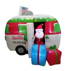 Santas Forest 90513 Inflatable Santa Trailer, 63 in H, Red, Green, White, Blue, LED Bulb