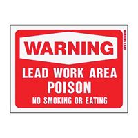 HY-KO 20647 Warning Sign, Rectangular, WARNING LEAD WORK AREA POISON NO SMOKING OR EATING, White Legend, Red Background 10 Pack 