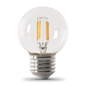 Feit Electric BPGM40/927CA/FIL LED Bulb, Globe, G16.5 Lamp, 40 W Equivalent, E26 Lamp Base, Dimmable, Clear, 2/PK