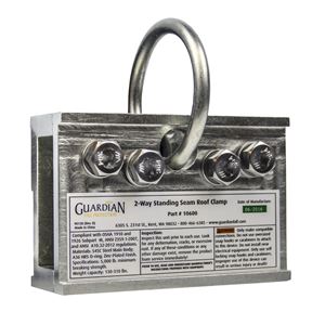 Guardian Fall Protection 10600 2-Way Universal Standing Seam Roof Clamp, Galvanized Steel