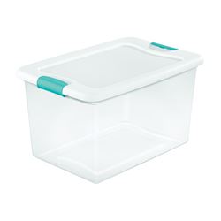 Sterilite 14978006 Latching Box, Plastic, Clear/White, 23-3/4 in L, 16 in W, 13-1/2 in H 