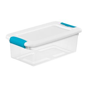 Sterilite 14928012 Latching Box, 6 qt Capacity, Plastic, Clear/White