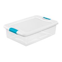 Sterilite 14968006 Latching Box, Plastic, Clear/White, 23-3/4 in L, 16 in W, 6-7/8 in H 