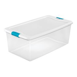 Sterilite 14998004 Latching Box, Plastic, Clear/White, 33-7/8 in L, 18-3/4 in W, 13 in H 