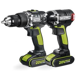 ROCKWELL SS1808 Hammer Drill and Impact Driver Combination Kit, Tool Only, 20 V, Lithium-Ion Battery 