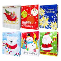 Santas Forest 69511 Jumbo Vertical Bag with Tissue, 16 in W, 19-5/8 in H, Paper, Assorted Color & Design 22 Pack 