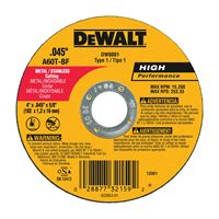 DeWALT DW8061 Cutting Wheel, 4 in Dia, 0.045 in Thick, 5/8 in Arbor, Aluminum Oxide Abrasive, Pack of 25 