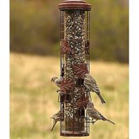 Perky-Pet Squirrel-Be-Gone SBG100 Wild Bird Feeder, 26 in H, Cylinder, 1-3/4 lb, Metal, Red, Powder-Coated 