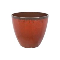 Landscapers Select PT-S023 Planter, 12 in Dia, 10 in H, Round, Resin, Red, Mocha Drip, Pack of 6 