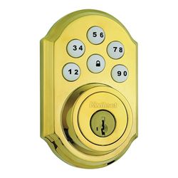 Kwikset 909L03SMTCP Deadbolt, Polished Brass, 2-3/8 x 2-3/4 in Backset, 1-3/8 to 1-3/4 in Thick Door 