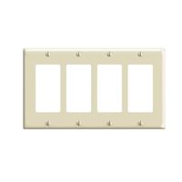 Leviton 80412-I Wallplate, 4-1/2 in L, 8.19 in W, 4-Gang, Plastic, Ivory 