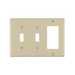 Decora 80421-I Combination Wallplate, 4-1/2 in L, 2-3/4 in W, Standard, 3 -Gang, Plastic, Ivory, Device Mounting 