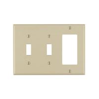 Decora 80421-I Combination Wallplate, 4-1/2 in L, 2-3/4 in W, Standard, 3 -Gang, Plastic, Ivory, Device Mounting 
