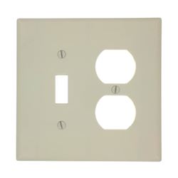 Leviton 80505-I Combination Wallplate, 4-3/8 in L, 3-1/8 in W, Midway, 2 -Gang, Plastic, Ivory, Device Mounting 