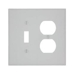 Leviton 80505-W Combination Wallplate, 4-3/8 in L, 3-1/8 in W, Midway, 2 -Gang, Plastic, White, Device Mounting 