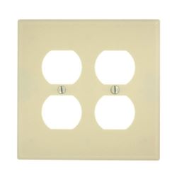 Leviton 80516-I Receptacle Wallplate, 4-7/8 in L, 4.94 in W, Midway, 2 -Gang, Plastic, Ivory, Surface Mounting 